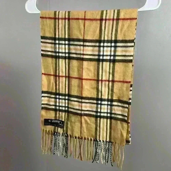 FRAAS PLAID CASHMINK SCARF Color Camel Black Red Cream - Picture 1 of 4